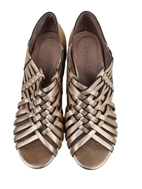 Chocolat Blu Metallic Gold Strappy  Heeled Sandals Size 6